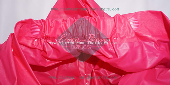 Pink shiny raincoat hood elastic-kids rain gear